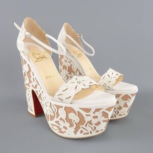 Authentic Christian Louboutin White Platform Heels